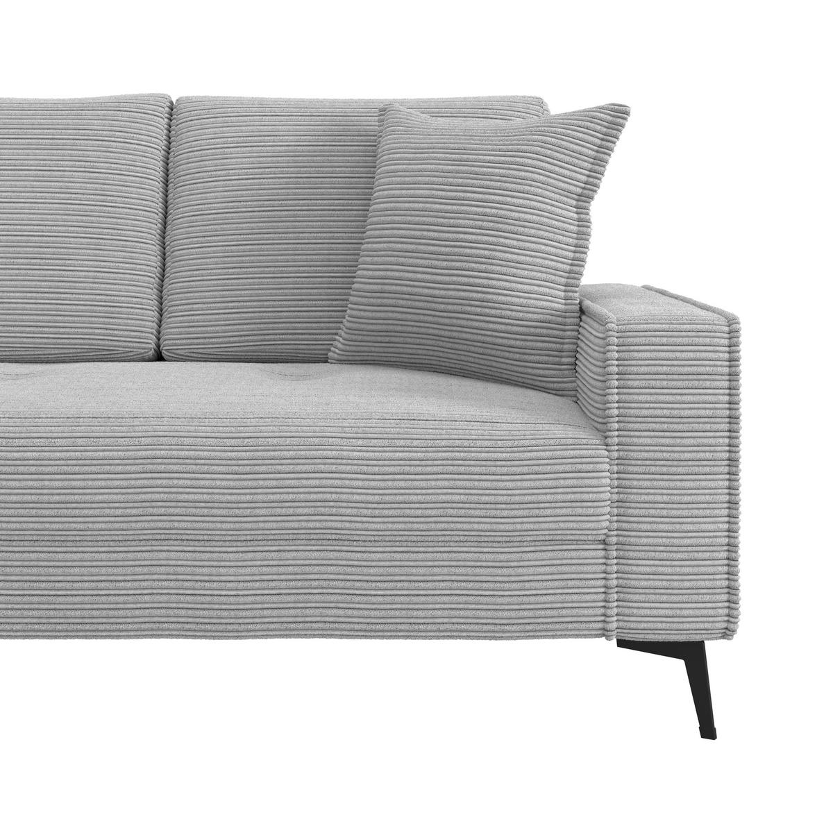 ECKSOFA ZERO Hellgrau Cord Zierkissen, Rückenkissen  - Hellgrau/Schwarz, Trend, Textil/Metall (173/286cm) - Livetastic