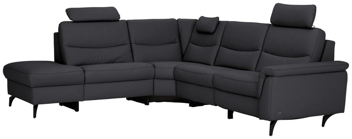 ECKSOFA  in Echtleder Schwarz  249/280 cm  - Anthrazit/Schwarz, Design, Leder/Metall (249/280cm) - Himolla Komfortklass