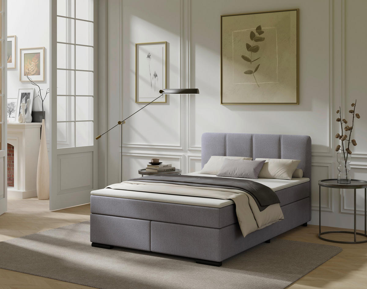 BOXSPRINGBETT 120/200 cm  in Hellgrau  - Anthrazit/Hellgrau, MODERN, Karton/Holz (120/200cm) - MID.YOU