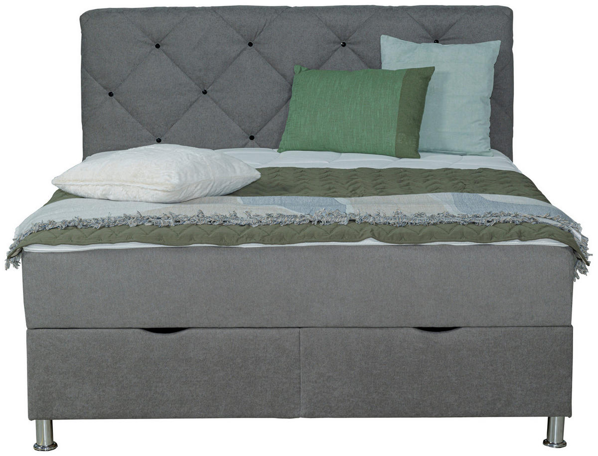 BOXBETT 180/200 cm  in Grau  - Chromfarben/Grau, Design, Kunststoff/Textil (180/200cm) - Boxxx