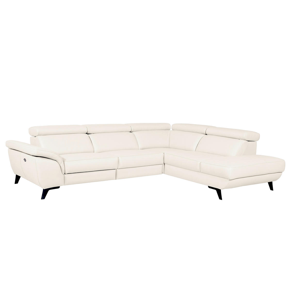 ECKSOFA DALLAS in Echtleder Creme  283/228 cm  - Creme/Schwarz, Design, Leder/Metall (283/228cm) - Livetastic
