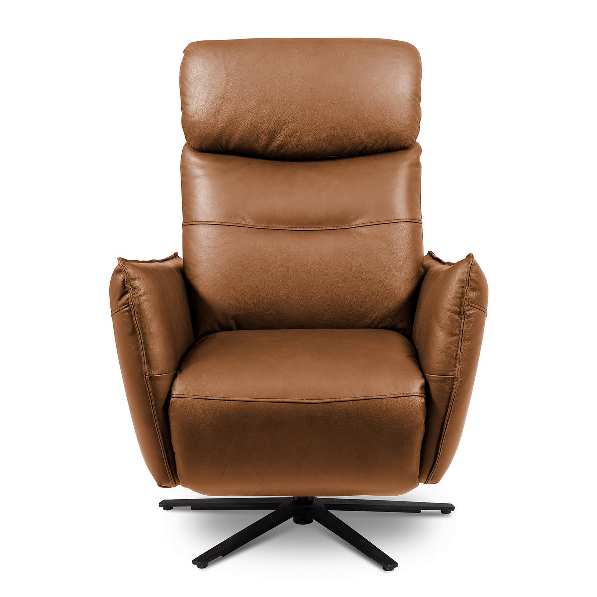 RELAXSESSEL in Leder Cognac  - Cognac/Schwarz, Design, Leder/Metall (77/107/88cm) - Livetastic
