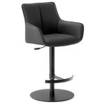 BARHOCKER in Metall, Leder Schwarz  - Schwarz, Design, Leder/Metall (54/92-112/55cm) - Novel