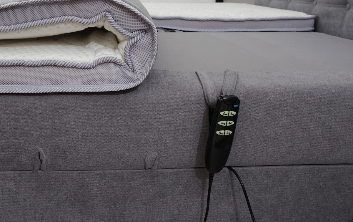 BOXBETT 120/200 cm  in Hellgrau  - Hellgrau/Schwarz, KONVENTIONELL, Kunststoff/Textil (120/200cm) - Carryhome