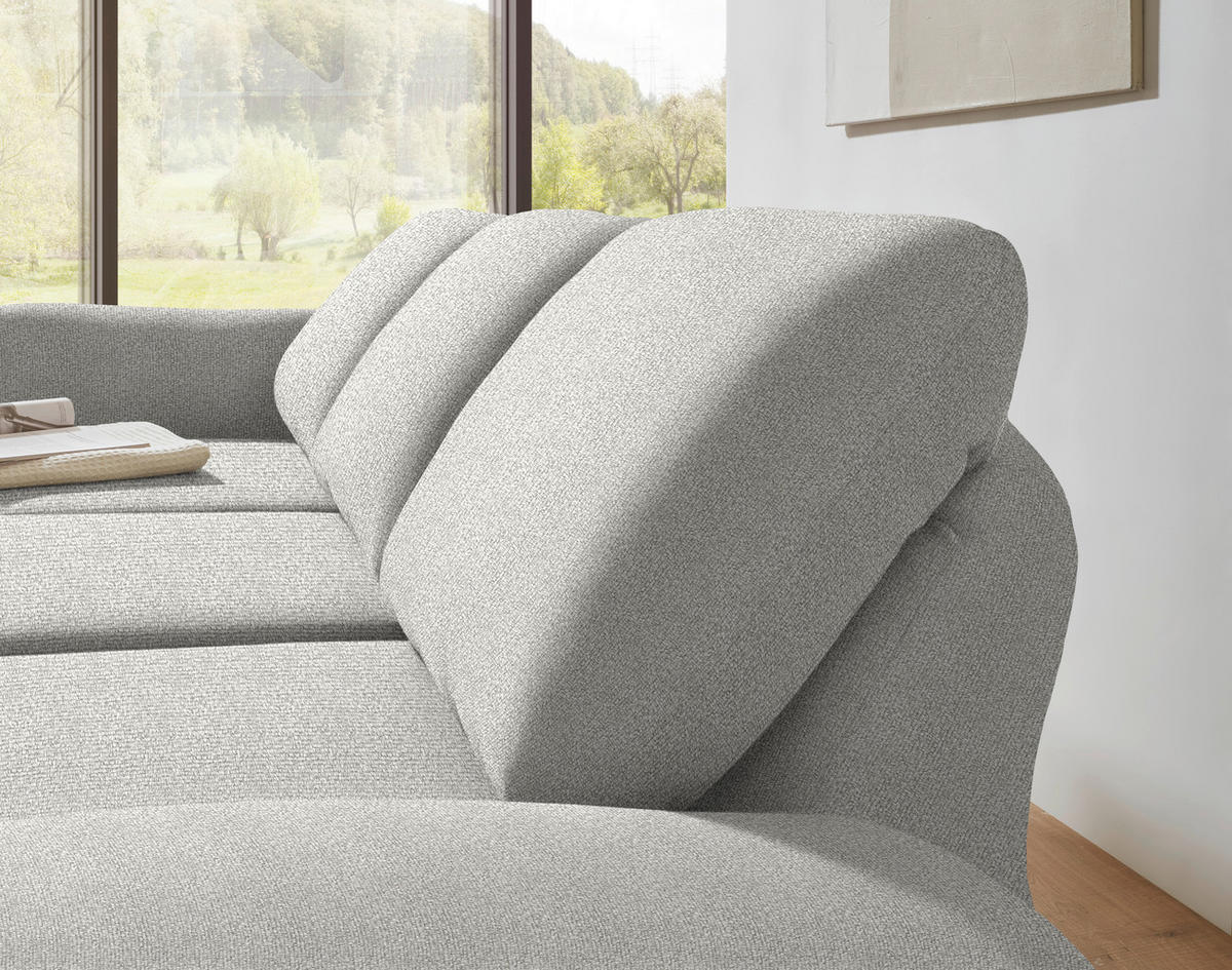 ECKSOFA  in Flachgewebe Silberfarben  175-224/255-365 cm  - Silberfarben/Schwarz, Design, Textil/Metall (175-224/255-365cm) - Dieter Knoll
