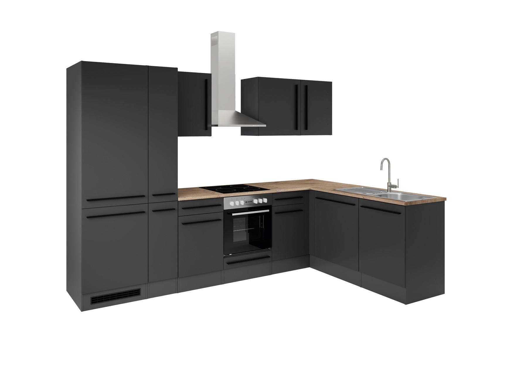 ECKKÜCHE 310/175/60 cm  in Schwarz  - Eichefarben/Schwarz, LIFESTYLE, Holzwerkstoff/Kunststoff (310/175/60cm) - P & B
