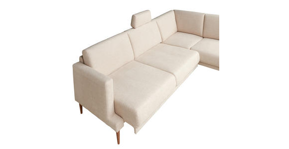 ECKSOFA  in Flachgewebe Beige  255/212 cm  - Eichefarben/Beige, KONVENTIONELL, Holz/Textil (255/212cm) - Valnatura