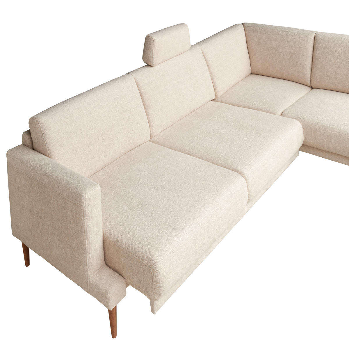 ECKSOFA  in Flachgewebe Beige  255/212 cm  - Eichefarben/Beige, KONVENTIONELL, Holz/Textil (255/212cm) - Valnatura