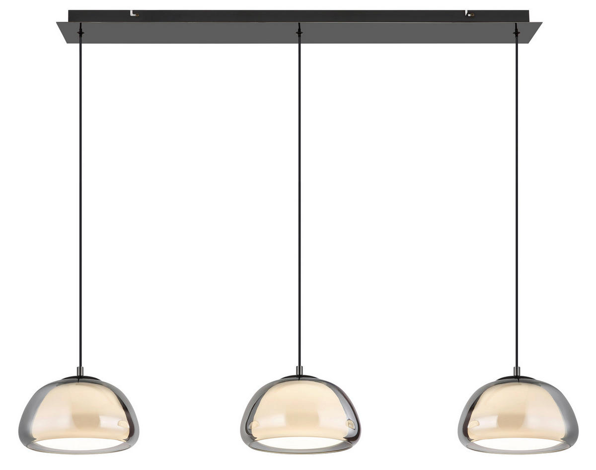 LED-HÄNGELEUCHTE 117/25/120 cm  - Schwarzchrom/Schwarz, Design, Glas/Textil (117/25/120cm) - Globo