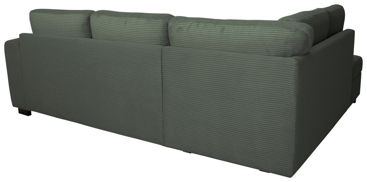 ECKSOFA JOHN Grün Cord Rückenkissen, Bettkasten, Liegefläche im Originalstoff  - Schwarz/Grün, Trend, Kunststoff/Textil (178/239cm) - P & B