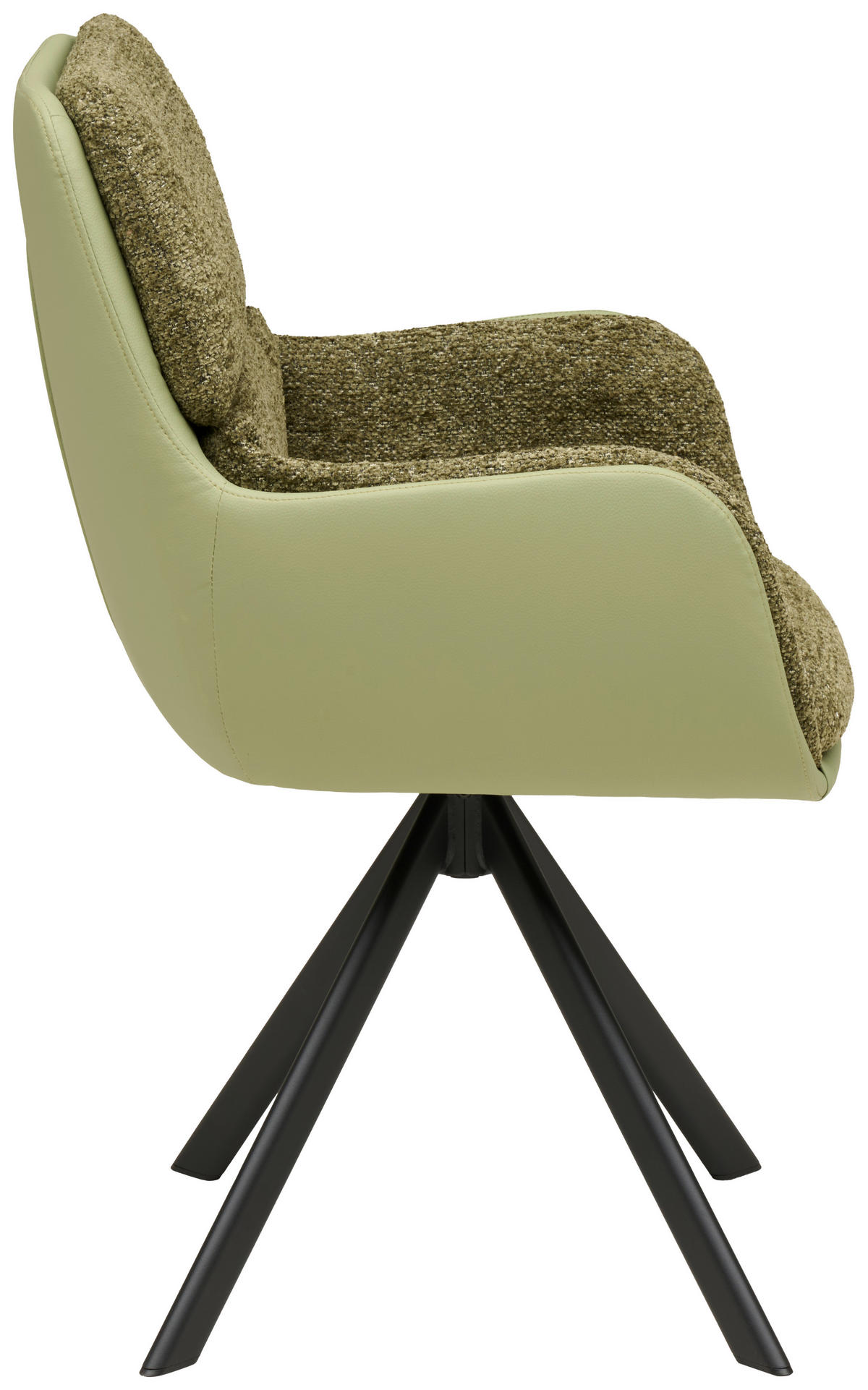 ARMLEHNSTUHL  Sitzfläche 360° drehbar Webstoff  - Schwarz/Grün, Modern, Textil/Metall (61/91/65cm) - MID.YOU