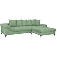 ECKSOFA Pastellgrün Cord Rückenkissen, Armlehnenkissen, Rücken echt  - Pastellgrün/Schwarz, KONVENTIONELL, Textil/Metall (332/231cm) - Carryhome
