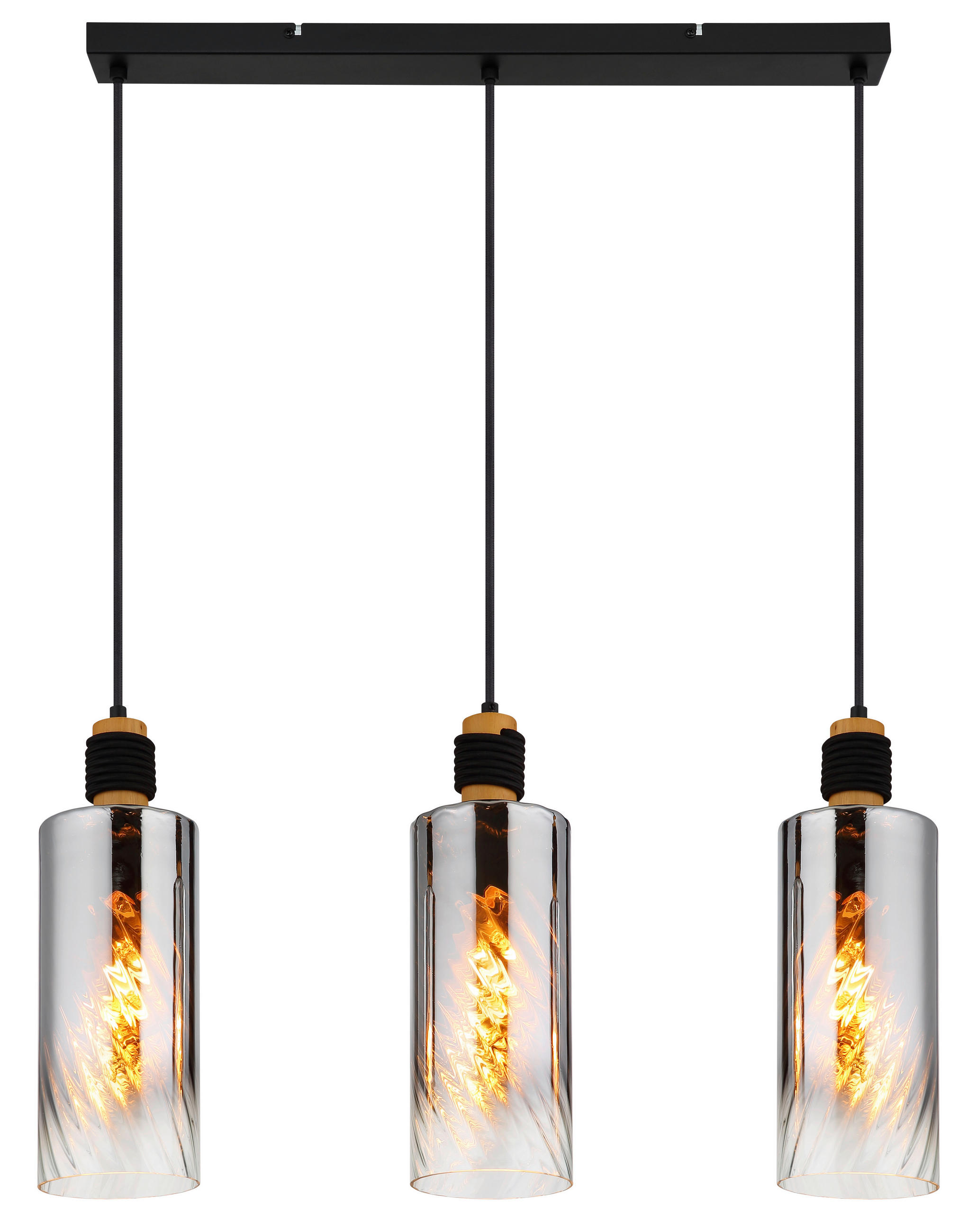 HÄNGELEUCHTE 68/12/150 cm  - Klar/Schwarz, Design, Glas/Holz (68/12/150cm) - Globo