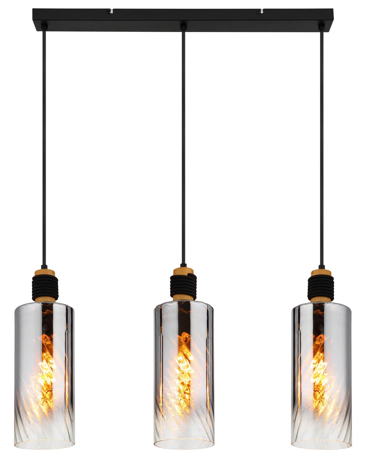 HÄNGELEUCHTE 68/12/150 cm  - Klar/Schwarz, Design, Glas/Holz (68/12/150cm) - Globo