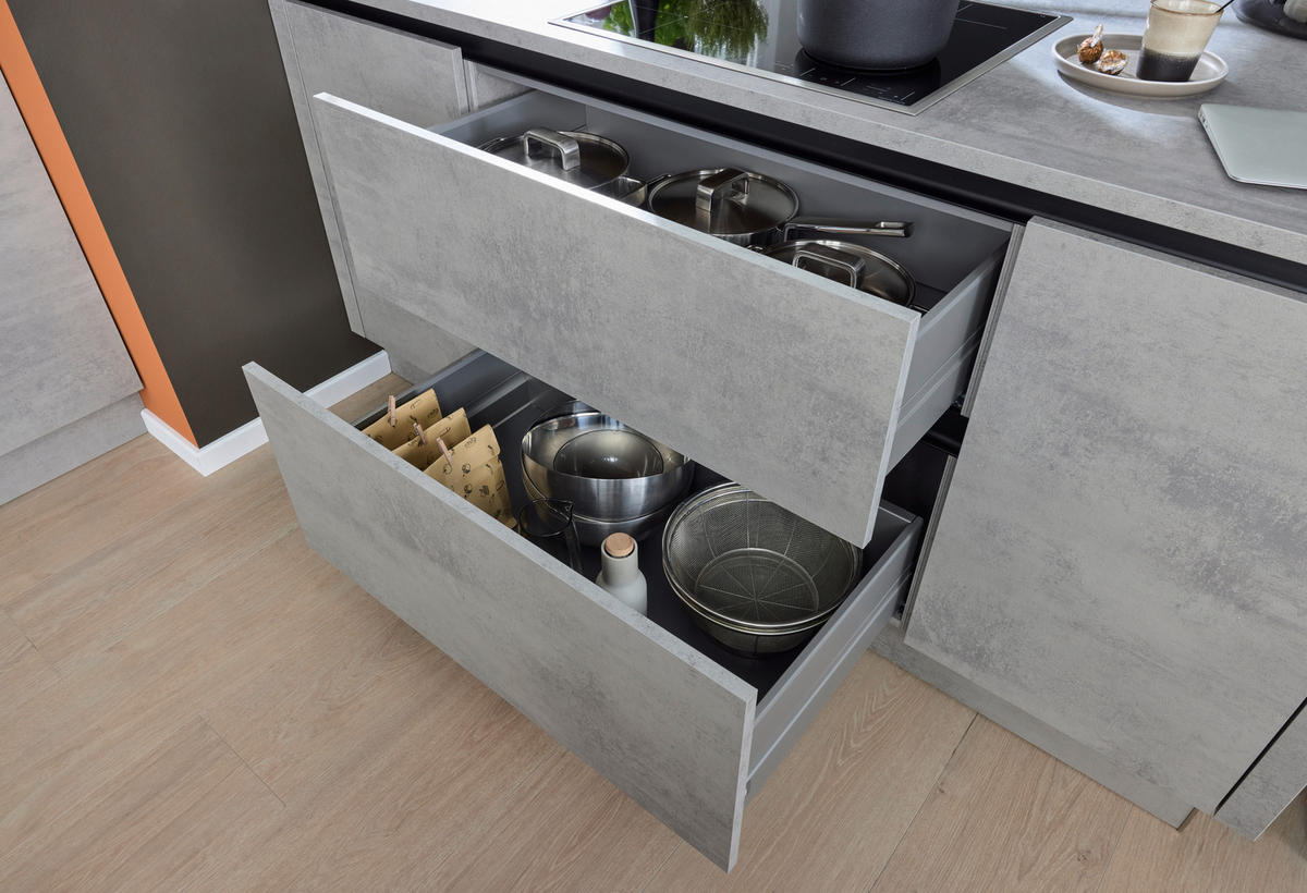 EINBAUKÜCHE   - Grau, Design, Holzwerkstoff - Dieter Knoll