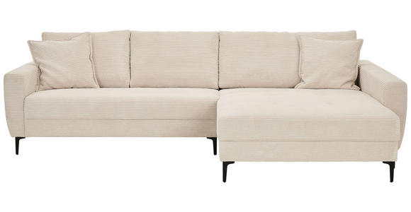 ECKSOFA Naturfarben Cord  - Schwarz/Naturfarben, Design, Textil/Metall (283/174cm) - Xora