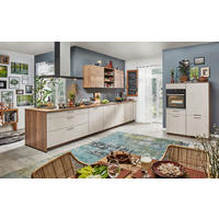 EINBAUKÜCHE   - Edelstahlfarben/Eichefarben, Design, Holzwerkstoff/Metall - Celina