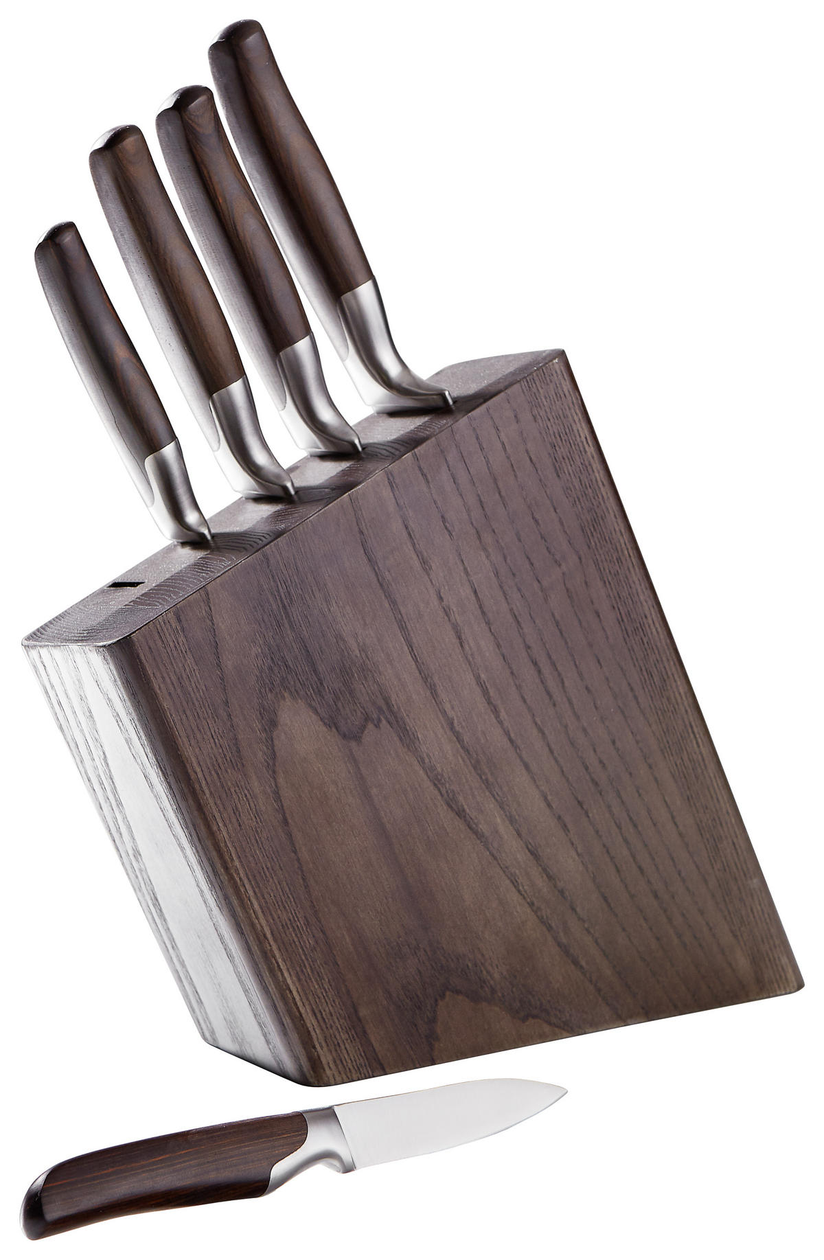 KNIVBLOCK 6 delar  - stålfärgad/askfärgad, Basics, metall/trä - Homeware Profession.