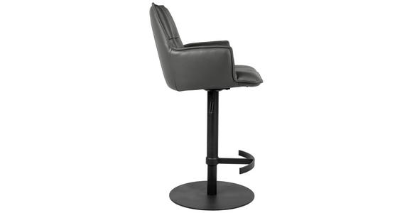 BARHOCKER Echtleder Anthrazit, Schwarz Eisen Sitzfläche 360° drehbar, inklusive Armlehnen - Anthrazit/Schwarz, Design, Leder/Metall (56/89,5-115/56cm) - Novel