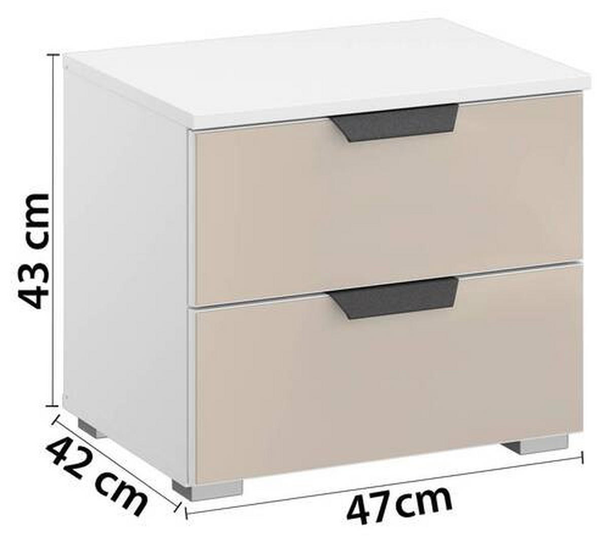 NACHTKÄSTCHEN 47/43/42 cm  in Weiss, Champagner  - Weiss/Champagner, Modern, Glas/Holzwerkstoff (47/43/42cm) - Rauch Möbel