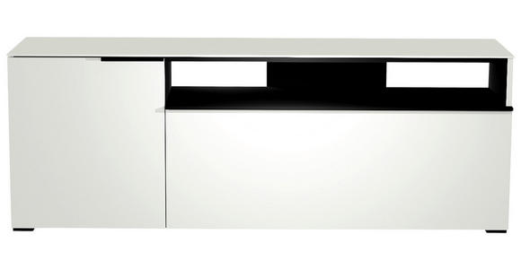 LOWBOARD Schwarz, Weiß  - Schwarz/Weiß, Design, Glas/Holzwerkstoff (160/58/45cm) - Moderano
