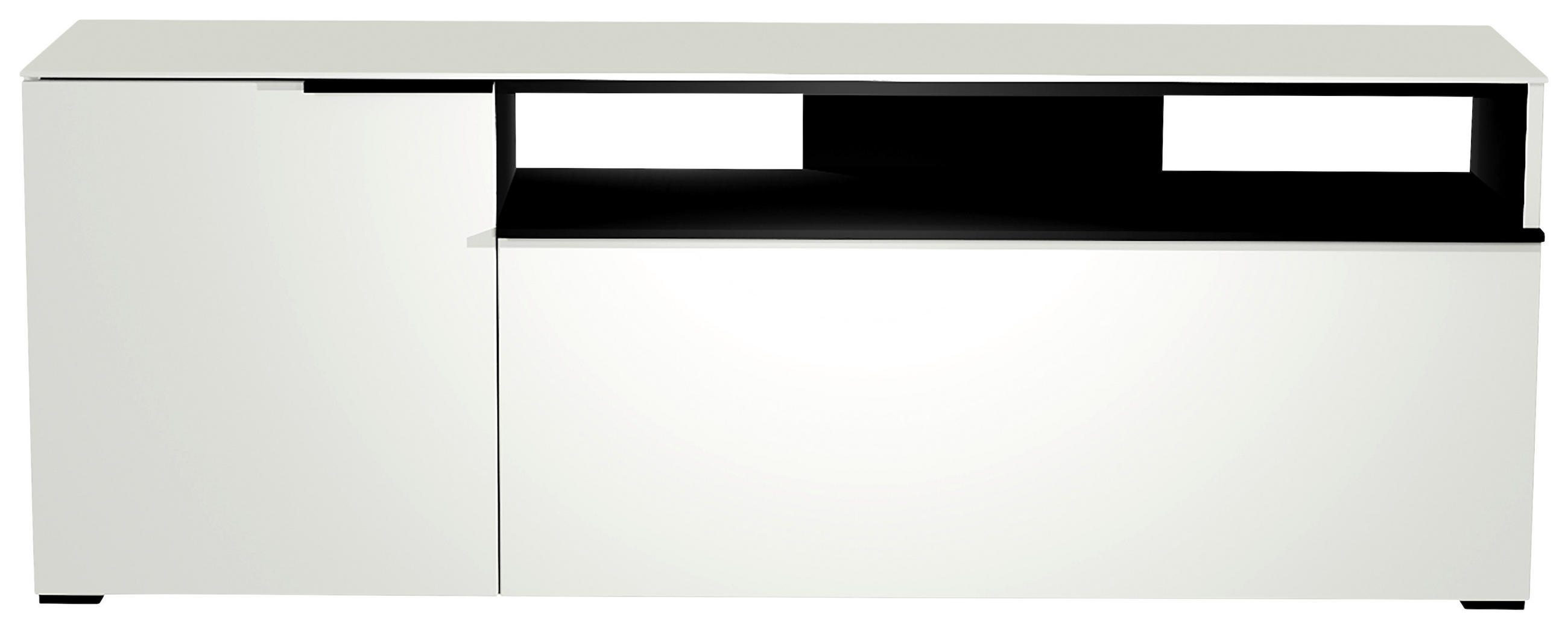 LOWBOARD Schwarz, Weiss  160/58/45 cm  - Weiss/Schwarz, Design, Glas/Holzwerkstoff (160/58/45cm) - Moderano