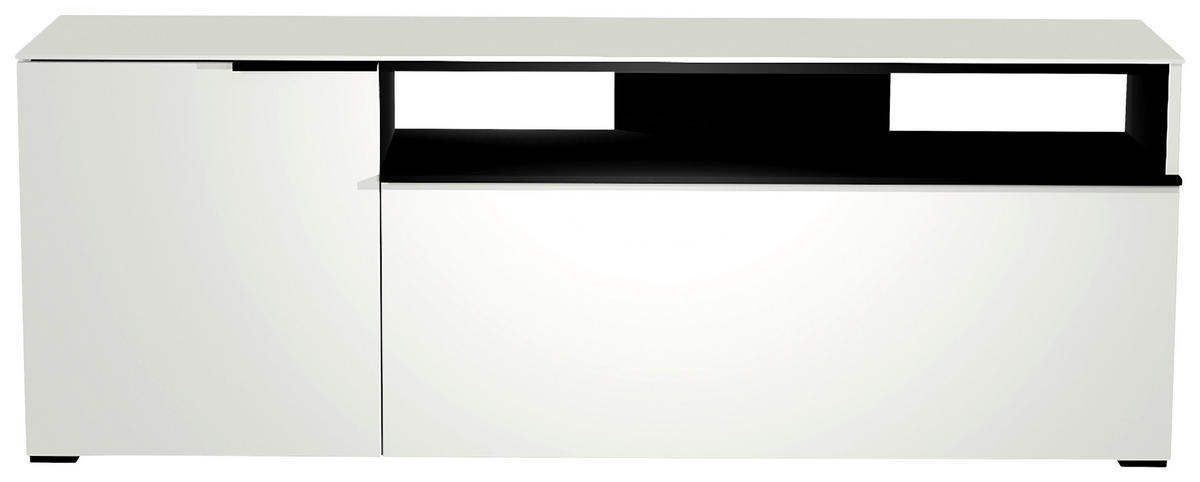 LOWBOARD Schwarz, Weiss  160/58/45 cm  - Weiss/Schwarz, Design, Glas/Holzwerkstoff (160/58/45cm) - Moderano