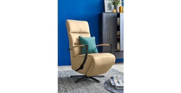 RELAXSESSEL in Leder Beige  - Beige/Schwarz, Design, Leder/Metall (64/112/80cm) - Cantus