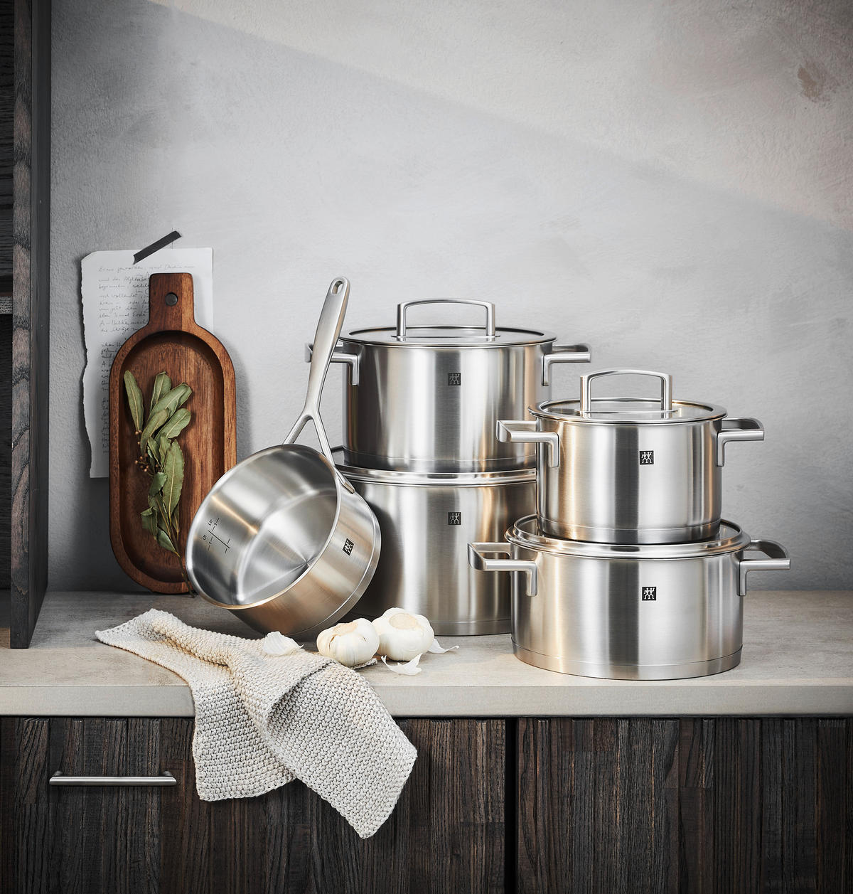 KOCHTOPFSET Vitality 5-teilig  - Edelstahlfarben, Design, Glas/Metall - Zwilling