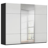 SCHWEBETÜRENSCHRANK Schwarz, Weiss  - Weiss/Alufarben, Konventionell, Glas/Holzwerkstoff (242/223/68cm) - Novel