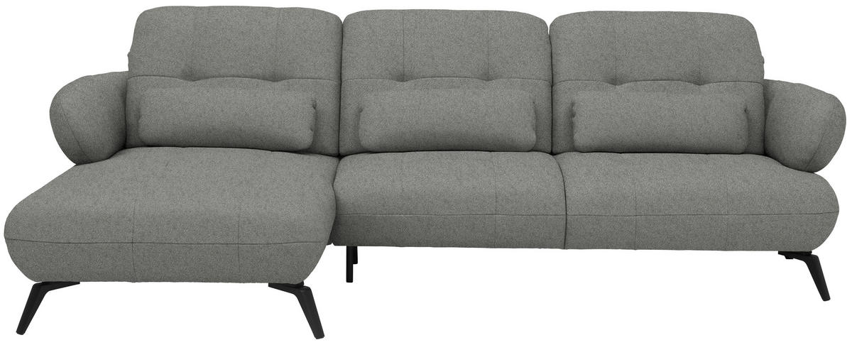 ECKSOFA Chenille Hellgrau  - Hellgrau/Schwarz, Modern, Textil/Metall (180/282cm) - Novel