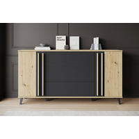 SIDEBOARD 150/77,8/39,5 cm  in Schwarz, Eiche Artisan  - Schwarz/Eiche Artisan, Trend, Holzwerkstoff/Kunststoff (150/77,8/39,5cm)