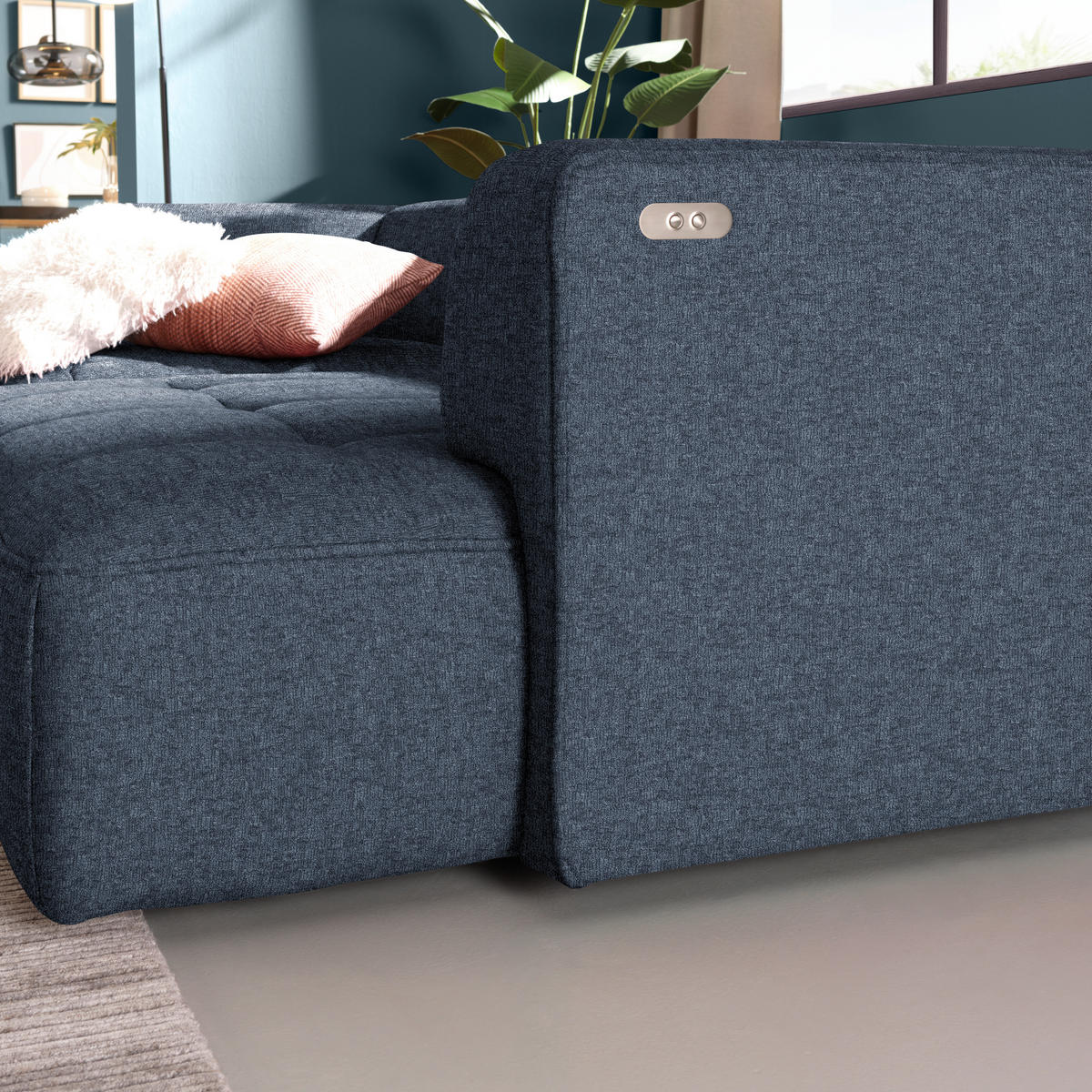 ECKSOFA  in Webstoff Dunkelblau  188/288 cm  - Schwarz/Dunkelblau, Design, Kunststoff/Textil (188/288cm) - Welnova
