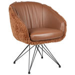 ARMLEHNSTUHL in Eisen Teddystoff Echtleder pigmentiert - Cognac/Schwarz, Design, Leder/Textil (59,5/83,5/63,5cm) - Belluti