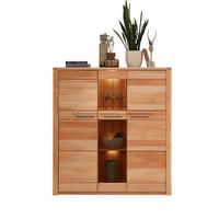 HIGHBOARD  127/137/40 cm  - Edelstahlfarben/Kernbuche, Natur, Glas/Holz (127/137/40cm) - Carryhome