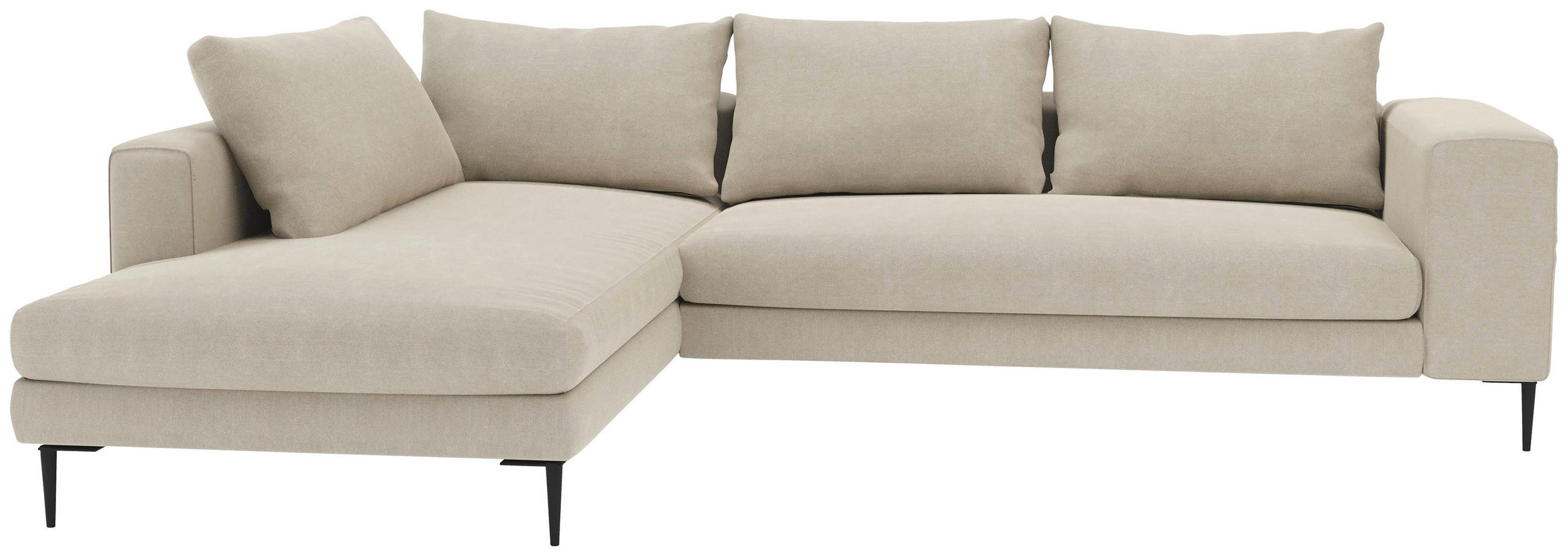 ECKSOFA Beige Struktur  - Beige/Schwarz, MODERN, Textil/Metall (210/295cm) - MID.YOU