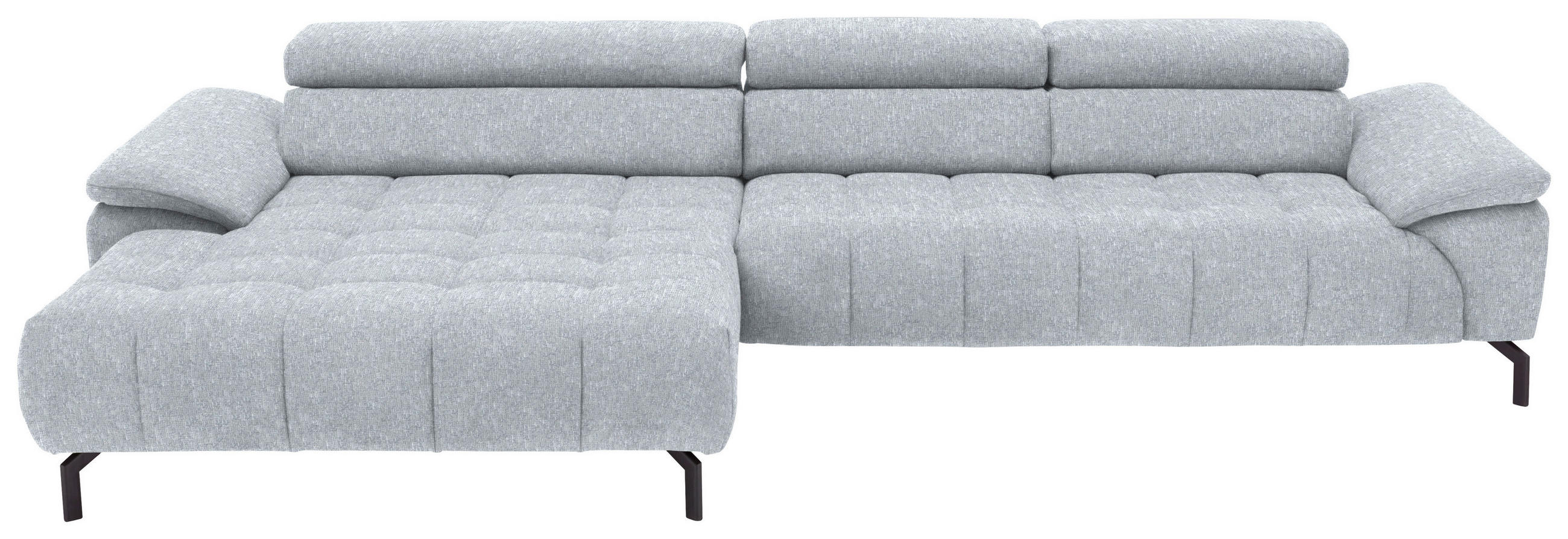 ECKSOFA in Chenille Hellgrau  190/329 cm  - Hellgrau/Schwarz, Design, Textil/Metall (190/329cm) - Beldomo Style