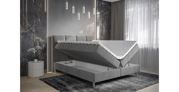 BOXBETT 180/200 cm in Grau - Chromfarben/Grau, Design, Holz/Holzwerkstoff (180/200cm) - Esposa