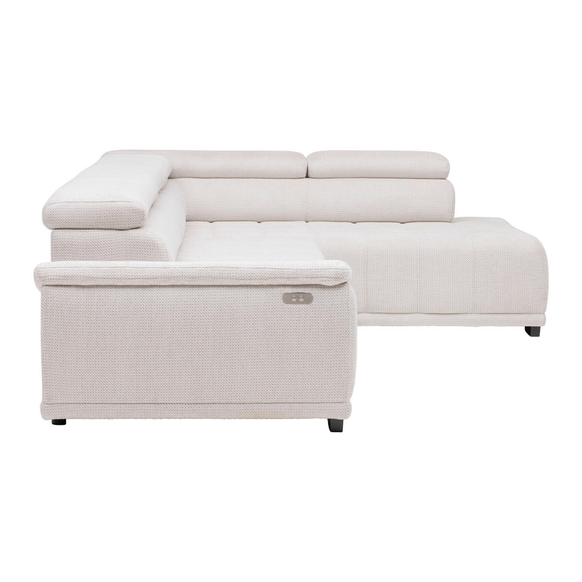 HÖRNSOFFA i chenille, vävt tyg gråvit  - gråvit/svart, Modern, textil/plast (283/106cm) - MID.YOU