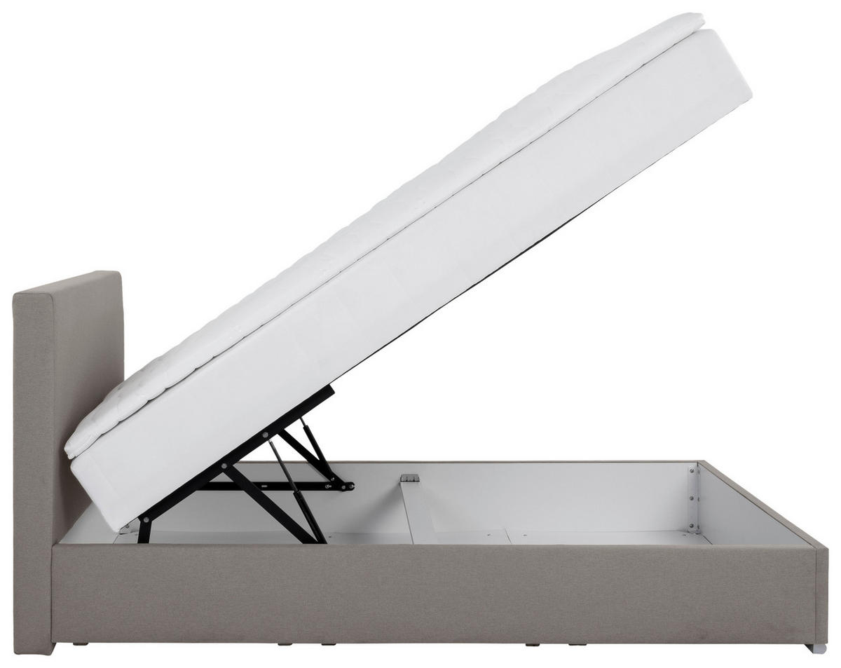 POLSTERBETT Bettkasten, Topper 120/200 cm  in Taupe  - Taupe/Chromfarben, KONVENTIONELL, Holz/Kunststoff (120/200cm) - MID.YOU