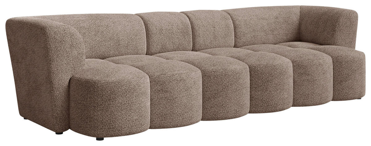 VIERSITZER-SOFA Chenille Taupe  - Taupe/Schwarz, MODERN, Kunststoff/Textil (307/84/107cm) - Milino