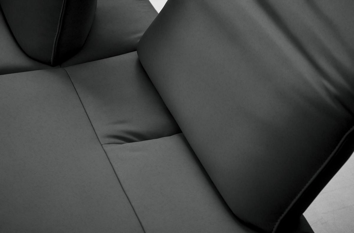 ECKSOFA Echtleder Anthrazit  - Anthrazit, Design, Leder/Metall (290/230cm) - Johann Jakob