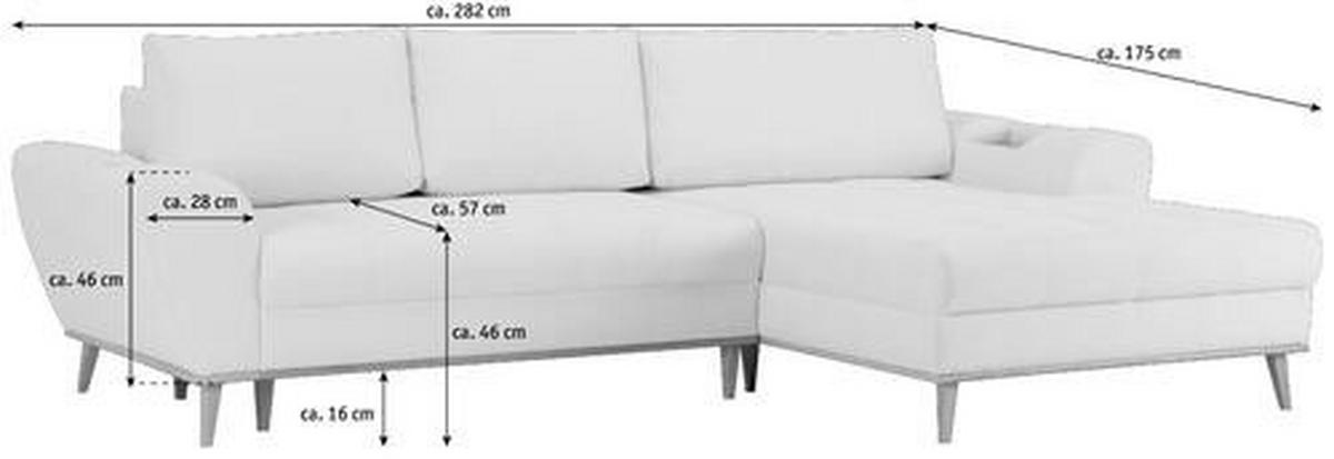 ECKSOFA in Webstoff Grau  - Eichefarben/Grau, Design, Holz/Textil (282/175cm) - Carryhome