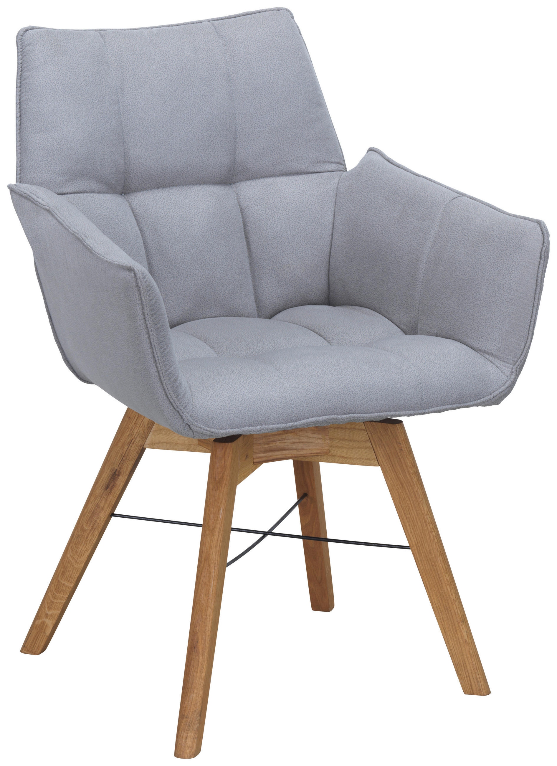ARMLEHNSTUHL in Holz, Textil Hellgrau, Wildeiche  - Wildeiche/Hellgrau, Design, Holz/Textil (61/87/63cm) - Waldwelt