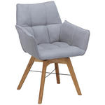 ARMLEHNSTUHL in Holz, Textil Hellgrau, Wildeiche  - Wildeiche/Hellgrau, Design, Holz/Textil (61/87/63cm) - Waldwelt