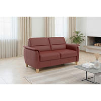 3-SITZER-SOFA PALMERA E Echtleder Rotbraun  - Rotbraun/Eichefarben, Basics, Leder/Holz (179/89/89cm) - Sit & More