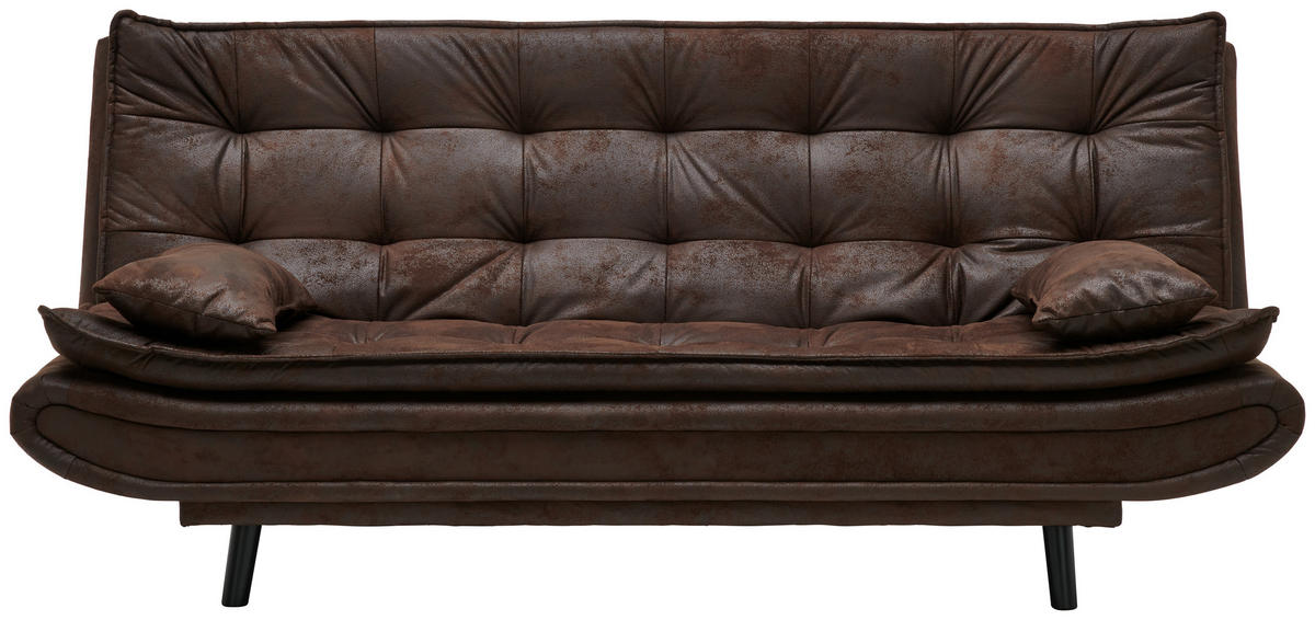 CANAPEA EXTENSIBILĂ textil maro închis  - maro închis/negru, Design, lemn/textil (194/100/90cm) - Ti'me