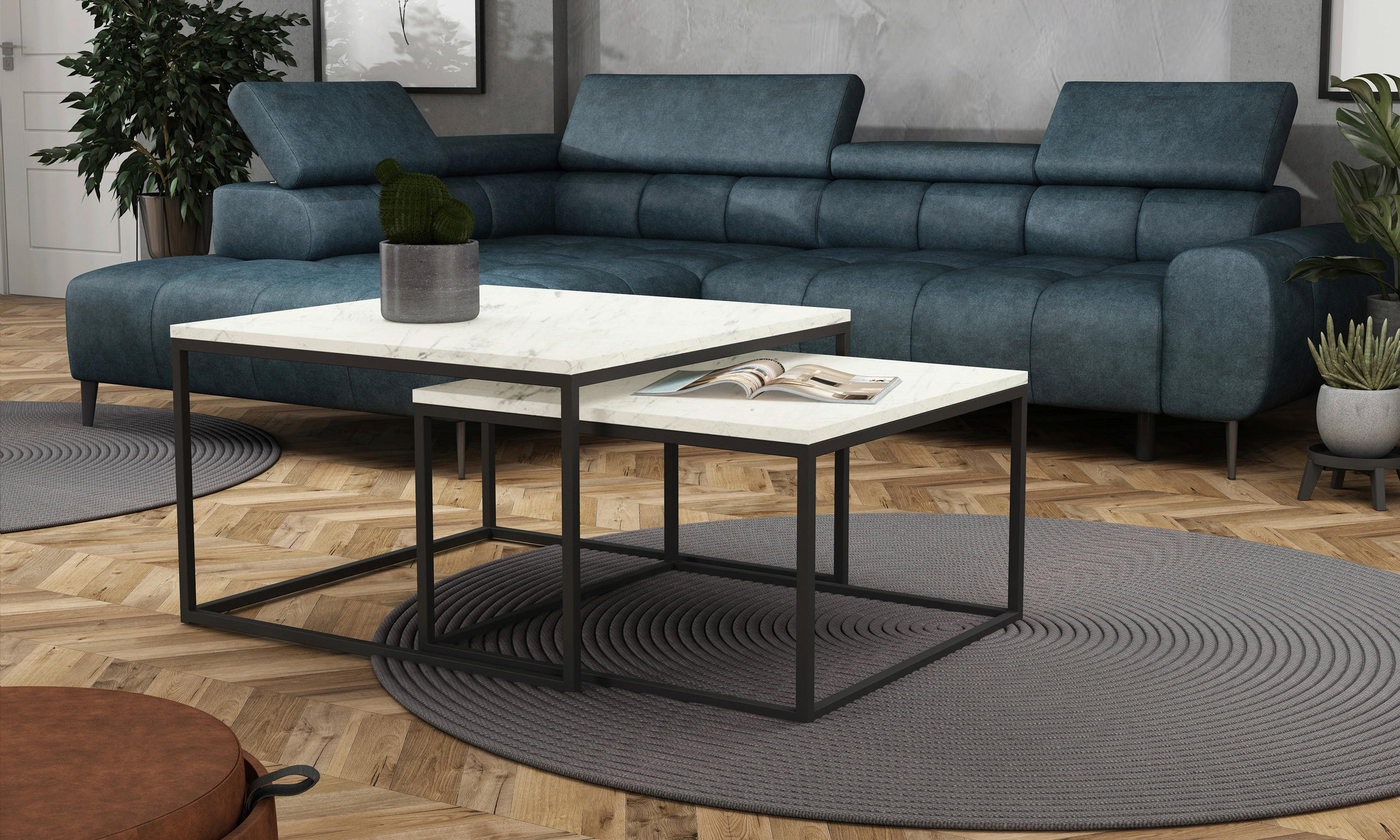 SOFFBORD SET i metall, trämaterial 76/66/76/66/47/40 cm  - vit/svart, Trend, metall/trämaterial (76/66/76/66/47/40cm) - Stylife