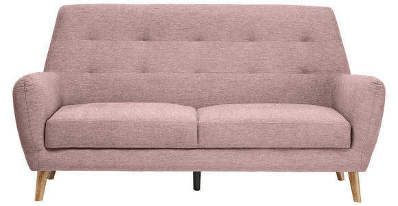 3-SITZER-SOFA Webstoff Rosa  - Eichefarben/Schwarz, Design, Holz/Kunststoff (200/105/84cm) - Carryhome