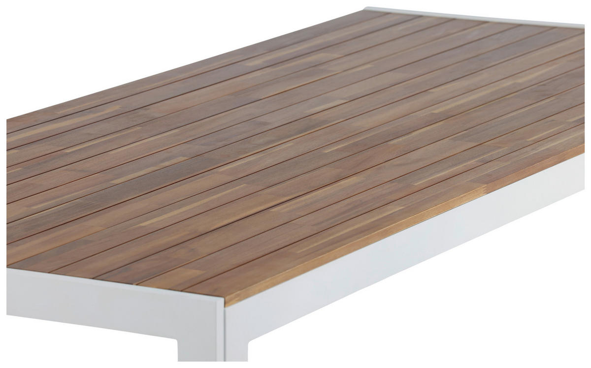 GARTENTISCH 200/100/76 cm  - Weiß/Akaziefarben, KONVENTIONELL, Holz/Metall (200/100/76cm) - Gardenson